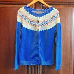 Talbots crew cardigan in beautiful royal blue. Small